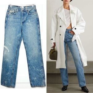 NWT RE/DONE 90s High Rise Acid Wash‎ Denim Relaxed Fit Straight Leg Jeans 28